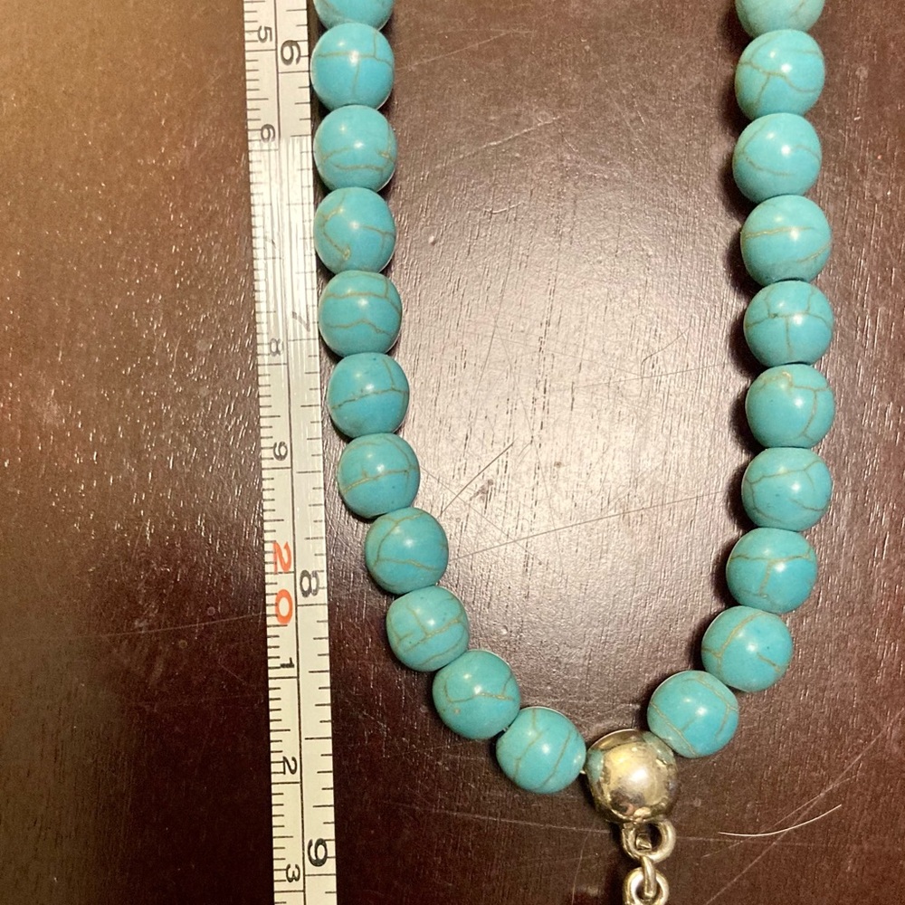 VINTAGE BOHO TURQUOISE & LARGE STONE NECKLACE ๐ง - Picture 7 of 7
